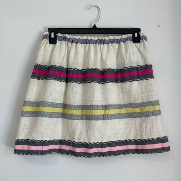 NWT lemlem Striped Skirt with Pockets, Cream, Pink, Multi, Women's Size Large - Picture 3 of 9